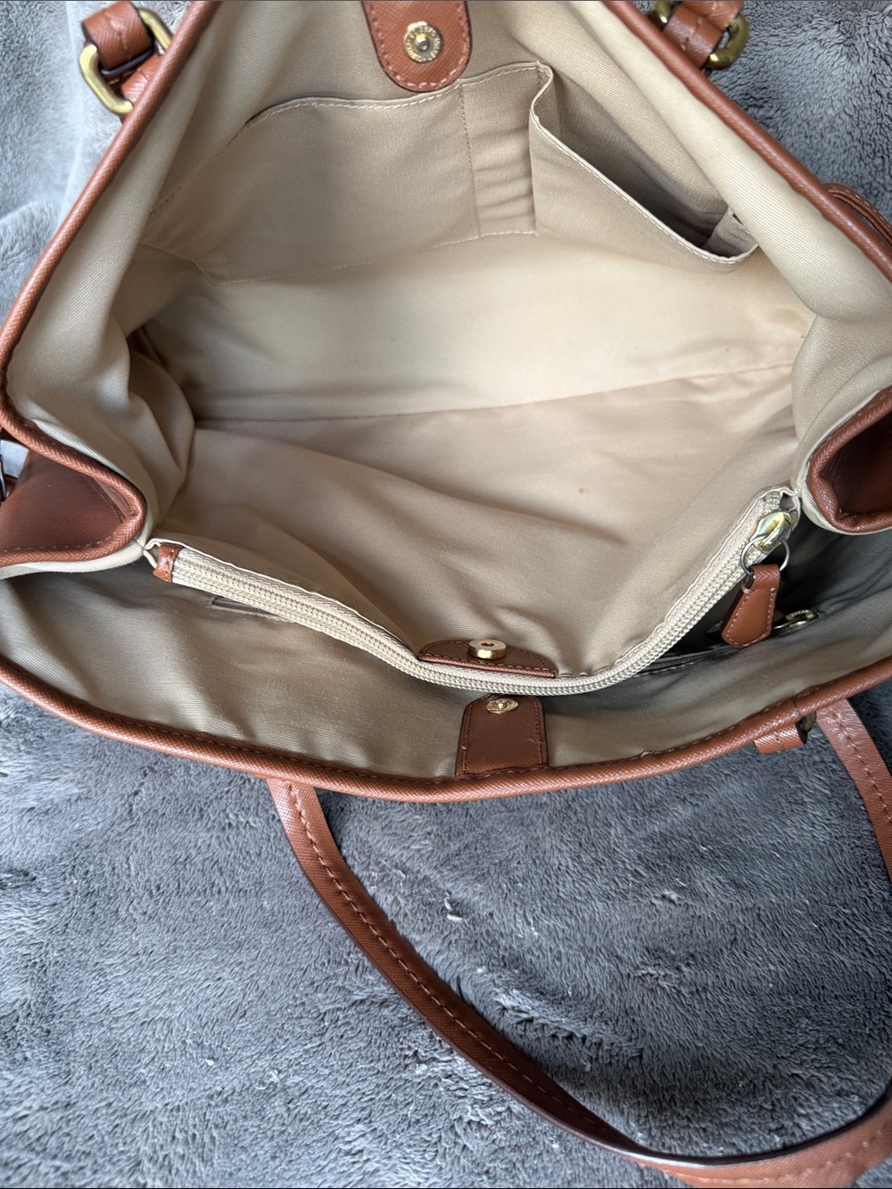 Authentic Coach Peyton Carryall Brown Drawstring Saffiano Leather Tote/Bag - Picture 8 of 16